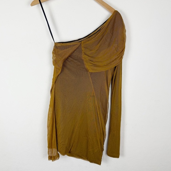 Rag & Bone Edita Silk Bodycon Dress Bronze with Asymmetrical Back - Picture 4 of 7